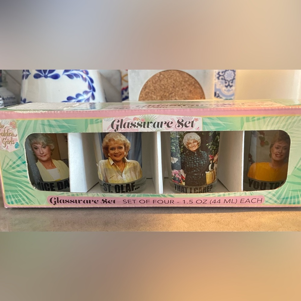 Brand new Golden Girls Glassware Shot size set